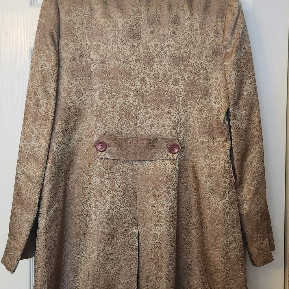 bebe Metallic Taupe Paisley-Print Button Trench Coat - Picture 7 of 7